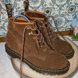 Doc Martens Brown Calf Suede Boots, made in England, C.F. Stead, men's US 11